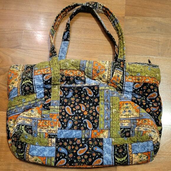 Large Paisley Patch Work Quilted Tote Bag With Pockets - Picture 3 of 7